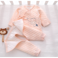 黛芷芙新生嬰兒衣服春秋冬裝初生純棉保暖衣冬天剛出生03月冬季和尚服 A1995 保暖淘氣牛2件套  粉色 59碼，8-13斤寶寶