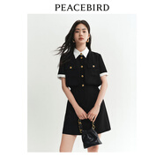 太平鳥假兩件小香風(fēng)連衣裙夏新款通勤高級感西裝裙時尚赫本短裙女 黑色 S