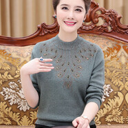林肯羊 胖媽媽裝秋冬裝毛衣加肥加大碼200斤中老年人女半高領(lǐng)加厚奶奶裝 綠色不加絨 2XL（建議135-145斤）