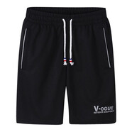 左斯客男夏季寬松休閑男士夏裝5分薄款馬褲運動(dòng)大褲衩沙灘褲潮流修身半截中褲男裝加大碼 黑色 XXXL