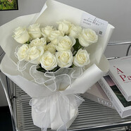 薇尼（LVINI）鮮花速遞同城配送玫瑰生日花送男女友上海廣州深圳東莞杭州重慶 19朵白玫瑰花束