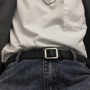 暢印 ins韓版原宿復古個性皮帶男百搭腰帶簡約學生西裝褲帶休閑男女潮 無孔方扣黑