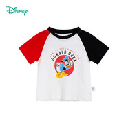 迪士尼寶寶（Disney Baby）迪士尼童裝兒童T恤米奇米妮印花圓領(lǐng)短袖T恤純棉 男童紅黑(S1694) 5歲/身高120cm