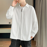 Foss Phil長(cháng)袖襯衫男士秋冬季港風(fēng)休閑襯衣百搭簡(jiǎn)約打底衫外套7304白色XL