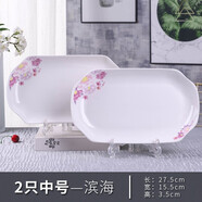 2只陶瓷魚(yú)盤(pán)套餐特價(jià)餐具家用超大號長(cháng)方形蒸烤魚(yú)盤(pán)子菜盤(pán)微波爐小清新 濱?！?只中號】