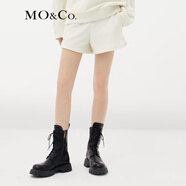 MO&Co.運(yùn)動風(fēng)松緊抽繩高腰美式輕潮短褲衛(wèi)褲休閑褲褲子女 蘆筍白色 S