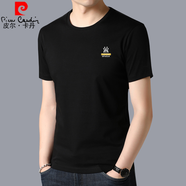 皮爾卡丹（pierrecardin）短袖T恤男2022年夏季新款純棉短袖T恤男圓領寬松半袖中年潮流打底 188黑色 175/XL建議130-150斤
