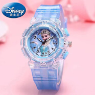 迪士尼（Disney）系列發(fā)光兒童手表艾莎公主玩具電子玩具表3-14歲卡通手表冰雪奇緣 大發(fā)光冰雪藍(lán)色B款【舉手】 【精美禮盒包裝】