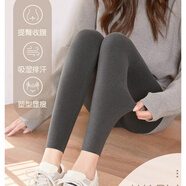 笙格兒秋褲女士德絨外穿打底褲雙面磨砂舒適保暖棉褲女秋冬九分褲子加絨 深灰 L中碼【適合105-130斤】