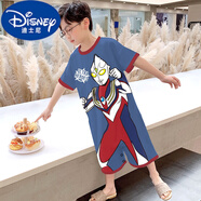 迪士尼（DISNEY）兒童連體睡衣男童女童春夏季薄款防踢短·袖連體衣奧特曼寶寶家居 藍(lán)超人 125 /12碼建議身高115-125CM