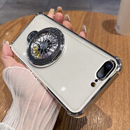MARMOTER 蘋果8手機殼iPhone7Plus保護硅膠套全包i7四角氣囊防摔ip透明7P軟殼i8plus高級感帶陀螺支架男女 【透明氣質銀】+全屏鋼膜+旋轉陀螺支架 適用機型【蘋果7】4.7英寸