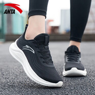 安踏（ANTA）女鞋跑步鞋2025新款夏季網(wǎng)面透氣鞋子休閑鞋官網(wǎng)旗艦運(yùn)動(dòng)鞋旅游鞋 黑/城堡灰-5571-網(wǎng)面 37.5