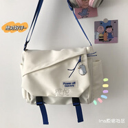 OLOEY韓國ins克萊因藍大容量斜挎包女大學生上課包韓版百搭單肩書包男