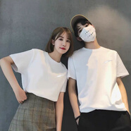 WALF情侶裝夏季韓版寬松男女刺繡短袖T恤ins潮流學(xué)生上衣 白色羽毛圓領(lǐng)T恤(單件價(jià)格) S 70-95斤