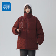 真維斯（JEANSWEST）棉服女2024新款冬季新款寬松立領(lǐng)加厚保暖情侶面包服棉襖外套女生 酒紅 純色 2XL