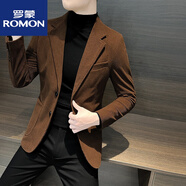 羅蒙（ROMON）燈芯絨男士休閑西裝外套春秋款2025新款單西春天衣服男款西服上衣 咖啡色 XL 建議140斤以?xún)?
                                         title=