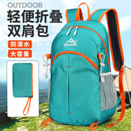 萊樞匯折疊登山包戶外超輕雙肩包便攜背包大容量旅行運(yùn)動(dòng)徒步輕便皮膚包 湖綠色折疊包-20L（防潑水）