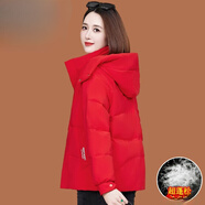 皮爾卡丹（pierre cardin）羽絨服女短款時(shí)尚氣質(zhì)顯瘦冬季新款職場(chǎng)工服OL鴨絨外套顯瘦女裝潮 紅色 L 100-115斤