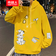 在佐  衛(wèi)衣男秋季新款連帽衛(wèi)衣男大碼運動帽衫寬松潮流男上衣薄外套男 姜黃色WY2115 XL