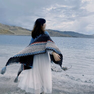 小蚊子云南丽江披肩青海新疆西藏民族风旅游外搭斗篷外套披风毯子围巾女 天蓝色 均码