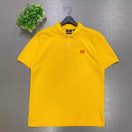 Plory情侶款夏季休閑簡約logo刺繡男女同款休閑時尚有領(lǐng)純色POLO衫 黃色 170