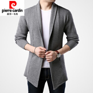 皮爾卡丹（pierre cardin）春秋季韓版chic港風(fēng)針織開衫男士帥氣中長(zhǎng)款加厚毛衣外套男裝線衫 灰色 加厚 M 170