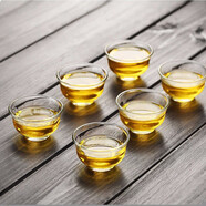 美斯尼 小茶杯玻璃品茗杯喝茶杯主人杯功夫品杯玻璃水杯子 6只裝