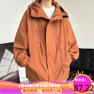 主意范沖鋒衣夾克外套男春秋三合一寬松潮胖大碼防水防風(fēng)多拉鏈情侶外套 JK8008咖色 XL