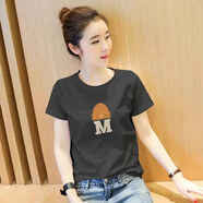 纖蕓沐短袖t恤女純棉夏季女裝寬松休閑短袖時(shí)尚國(guó)風(fēng)半袖百搭體恤衫女 黑色（M帽）常規(guī)短袖 XL