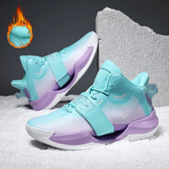 疾步加絨籃球鞋曼巴精神運動(dòng)鞋摩擦會(huì )響青少年中學(xué)生水泥地籃球鞋戰靴 藍紫加絨 摩擦有聲音 42