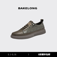巴克龍（bakeLong）輕奢男鞋一腳蹬舒適懶人鞋舒適耐磨平底鞋商務(wù)時(shí)尚小皮鞋 卡其色 39