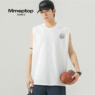 MMOPTOP純棉背心男士夏季運(yùn)動(dòng)休閑印花無(wú)袖坎肩寬松打底衫女MB02白色3XL