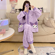 愛(ài)芬柔睡衣女士秋冬季珊瑚絨加厚加絨法蘭絨可愛(ài)少女冬天保暖家居服套裝 3403庫洛米T L 建議體重100-120斤