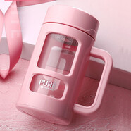 WINTERPALACE 茶水分離玻璃杯過濾防摔喝水杯男士商務(wù)辦公室?guī)直优莶璞?粉色430ML