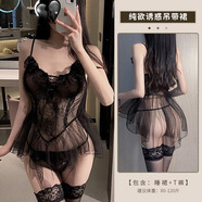 情趣內(nèi)衣性感絲襪網(wǎng)衣套裝空透明校園角色扮演JK制服誘惑睡衣激情挑逗房事變態(tài)大碼性趣黑絲衣服女 蕾絲吊帶裙-刺激女極污度誘惑 均碼80-140斤可穿
