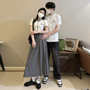 2025夏季情侶裝夏裝一男一女套裝純棉短袖T恤半身長(cháng)裙一衣一裙 半身裙 2XL