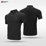 運動polo衫男夏薄款短袖翻領衫透氣休閑t恤cg賽客定制足球訓練服 黑色 2XL