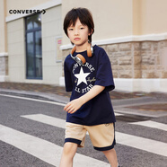 Converse匡威兒童裝男童t恤短袖短褲套裝夏季薄款女童夏裝中大童運動(dòng)2件套 G139藏青藍 110 /52 【建議身高98-104cm】