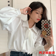范哲莎襯衫女設(shè)計感小眾輕熟氣質(zhì)襯衣女燈籠袖襯衫秋季新款韓版蝴蝶結(jié)設(shè) 白色 M 建議91-100斤