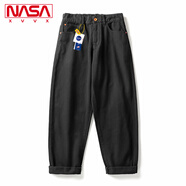 NASA XVVX官方聯(lián)名V領(lǐng)撞色針織開(kāi)衫毛衣男生春秋季潮流寬松休閑直筒牛仔褲 XH.A150-LK1098-70黑色(褲子) L