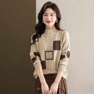 歌米拉（Gemila）半高領(lǐng)本命年紅色毛衣女寬松慵懶風(fēng)秋冬新款內(nèi)搭針織打底衫上衣厚 駝色 M