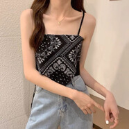 森羅慕彤辣妹吊帶背心女設計感小眾內(nèi)搭抹胸外穿性感短款上衣夏季薄款歐美ins 黑色 均碼