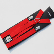 暢印 韓版背帶褲背帶夾彈力織帶吊褲帶男女通用西裝吊帶裙松緊織帶褲夾 銀色夾四夾交叉大紅色2.5cm寬度 100cm 長(cháng)度