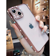 奉希適用apple蘋果15promax手機(jī)殼新款iPhone16pro透明13plus閃粉12硅膠防摔14 【玫瑰金】璀璨星空+自帶閃粉鏡頭膜+邊框水鉆 iPhone 16 promax