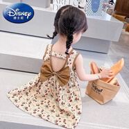 迪士尼（Disney）女童連衣裙夏季新款女寶寶碎花裙復古兒童背心裙純棉裙子夏裝薄款 圖片色 90