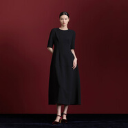 生活在左【林棲作品】連衣裙修身2025夏黑色長(cháng)裙女 黑色 S