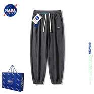 NASALIKE官方潮牌燈芯絨褲子男秋冬季刺繡標休閑褲男女情侶束腳哈倫衛長(cháng)褲 NASA聯(lián)名-深灰色 2XL（建議150-170斤）