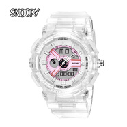 史努比（SNOOPY）手表女學(xué)生防水運動(dòng)雙顯夜光電子表青少年初中生女孩兒童開(kāi)學(xué)禮物 粉白色【雙顯+鬧鐘+LED】