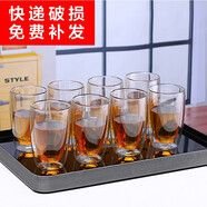 ORTOR玻璃茶具水具雙層玻璃杯茶杯水杯子大容量冷水壺涼水壺家用 錐形杯八只裝