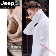 JEEP SPIRIT/吉普男裝秋冬季高領(lǐng)毛衣男士純棉針織衫修身韓版粗針加 白色 【183款-加厚加絨 XL 適合135-149斤